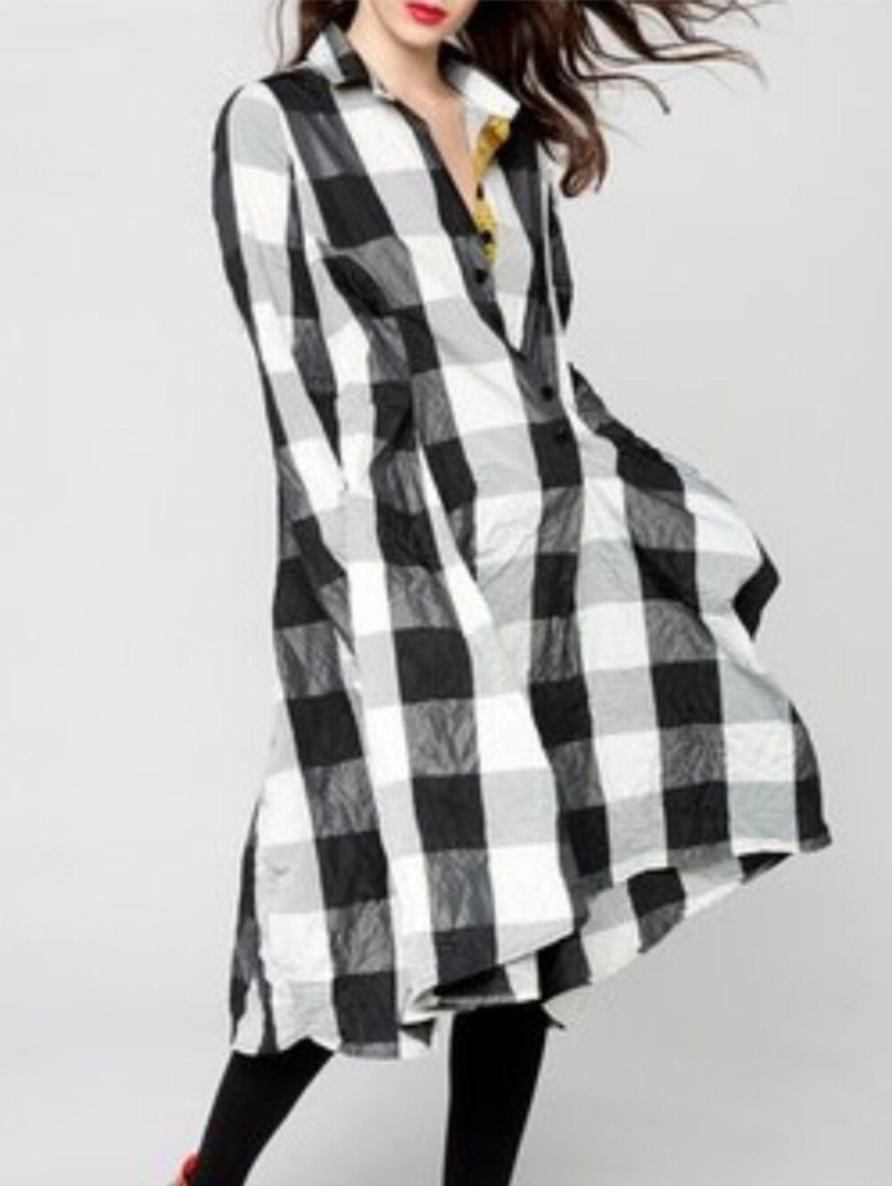 new ALEMBIKA black white check dress S M